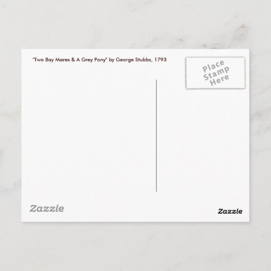 Carte postale : Two Bay Mare & a Grey Pony (Dos)