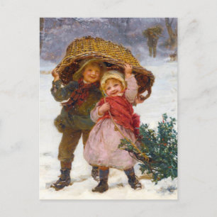 Carte Postale Two children in the snow by Frederick Morgan