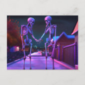 Carte Postale Two skeletons falling in love (Devant)