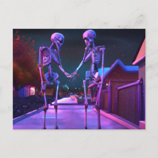 Carte Postale Two skeletons falling in love (Devant)