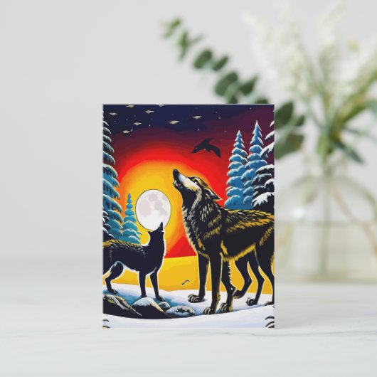 Carte Postale Two Wolves Wall Art Printable Home                 (Debout devant)