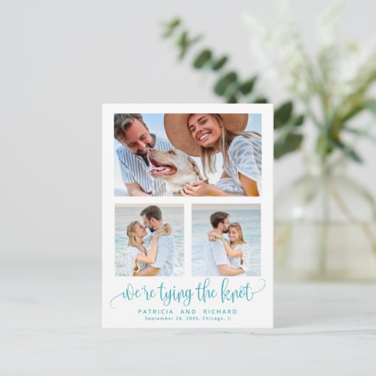 Carte Postale Tying The Knot Wedding Enregistrer La Date 3 Photo (Debout devant)