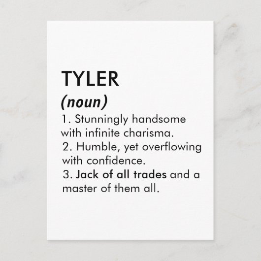Carte Postale Tyler name, Editable name, Custom name (Devant)