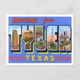 Carte postale Tyler, Texas Vintage Big Letters