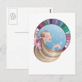 Carte Postale Type été fille avec palette (Devant / Derrière)