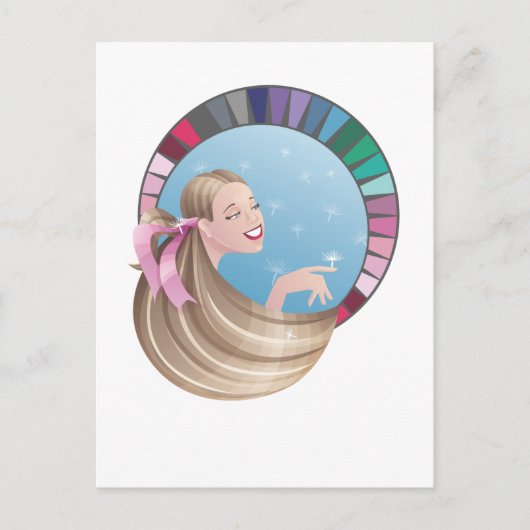 Carte Postale Type été fille avec palette (Devant)