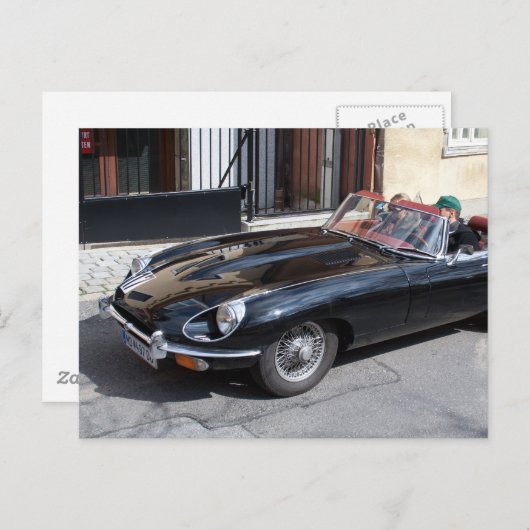 Carte Postale Type Jaguar E noir (Devant / Derrière)