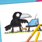 carte postale TYPEWRITER CROW par Nicole Janes