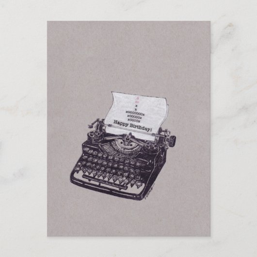 Carte Postale Typewriter Joyeux Cupcake d'anniversaire (Devant)