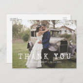 Carte Postale Typewriter script mariage photo merci (Devant / Derrière)