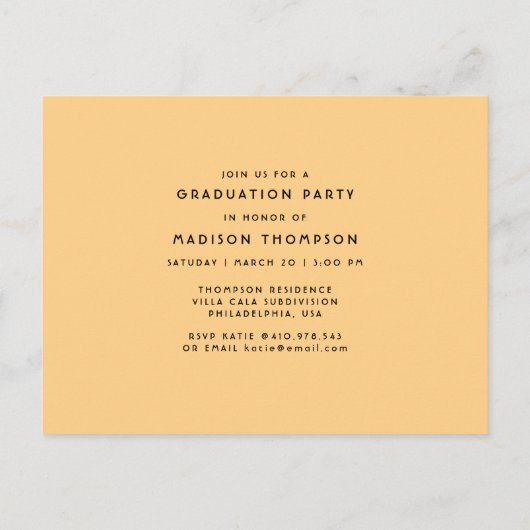 Carte Postale Typographie à deux tons Photo Graduation Invitatio (Dos)