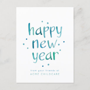 Carte Postale Typographie aquarelle Bonne année