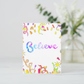 Carte Postale Typographie aquarelle Confetti Art croyez  (Debout devant)