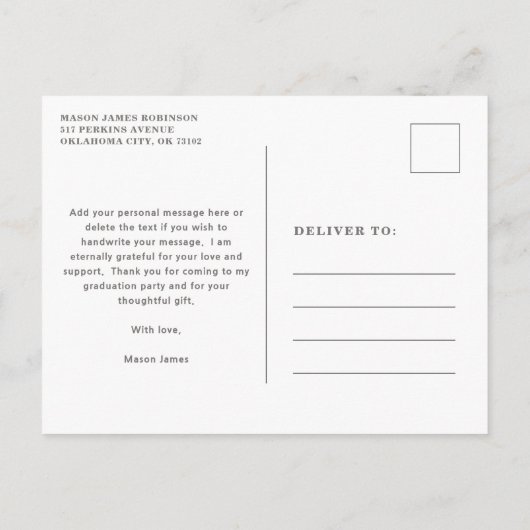 Carte Postale Typographie audacieuse Graduation moderne (Dos)