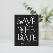 Carte Postale Typographie blanche, mariage noir rose Enregistrer (Debout devant)