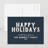 Carte Postale Typographie blanche simple moderne Joyeuses Fêtes (Devant / Derrière)