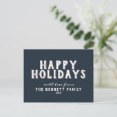 Carte Postale Typographie blanche simple moderne Joyeuses Fêtes (Debout devant)