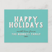 Carte Postale Typographie Blanche Simple Moderne Joyeuses Fêtes (Devant)