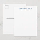 Carte Postale Typographie Bleu Marine Nom de Famille Script (Devant / Derrière)