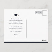 Carte Postale Typographie Bleue moderne Merci de graduation phot (Dos)