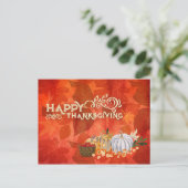 Carte Postale Typographie bon thanksgiving Autumn Leaf Citrouill (Debout devant)