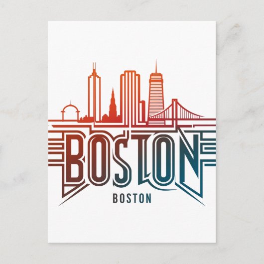 Carte Postale Typographie Boston City Skyline (Devant)
