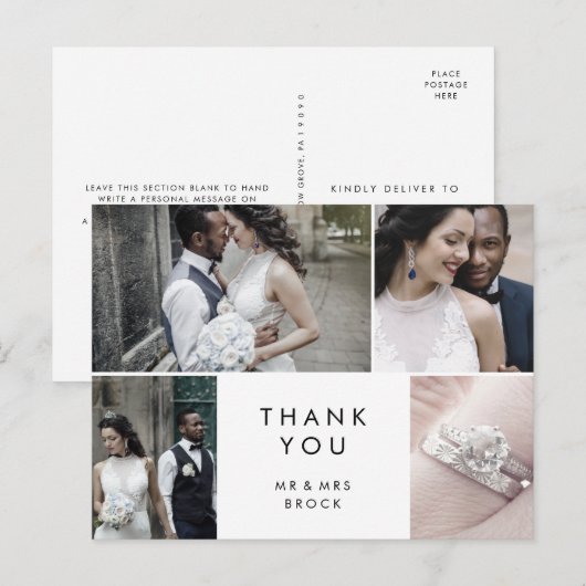 Carte Postale Typographie chic 4 Merci Modèle photo (Devant / Derrière)