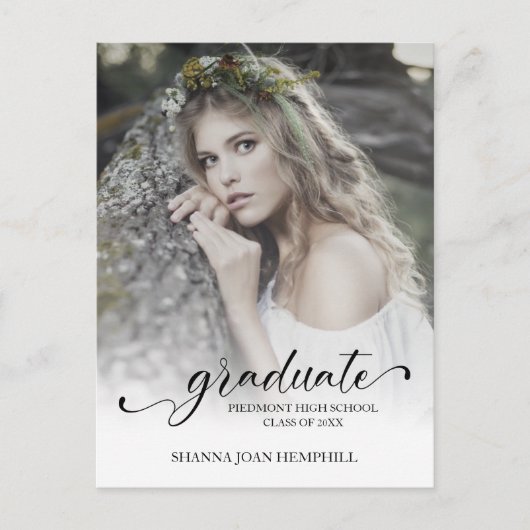 Carte Postale Typographie Chic Script Graduate School Graduate (Devant)