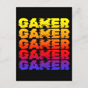 Carte Postale Typographie colorée de jeu pour joueur