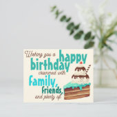 Carte Postale Typographie Colorée Gâteau D'anniversaire Crème Gl (Debout devant)