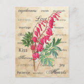 Carte Postale Typographie d'amour botanique de cœurs saignants (Devant)