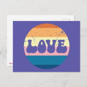 Carte Postale Typographie D'Amour Rétro Sur Les Rayures De Couch (Devant / Derrière)