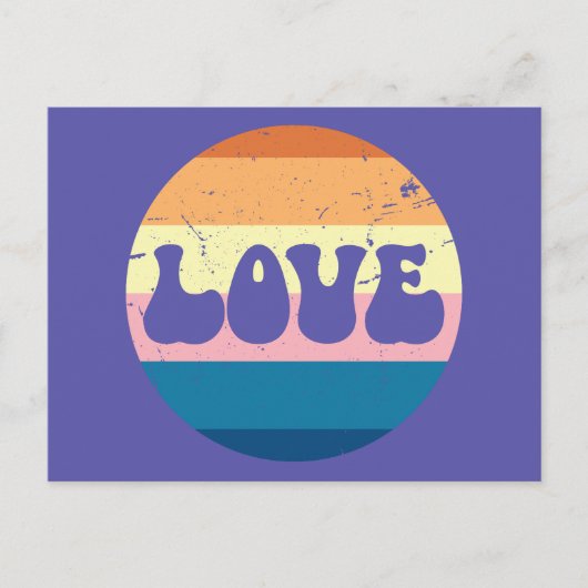 Carte Postale Typographie D'Amour Rétro Sur Les Rayures De Couch (Devant)