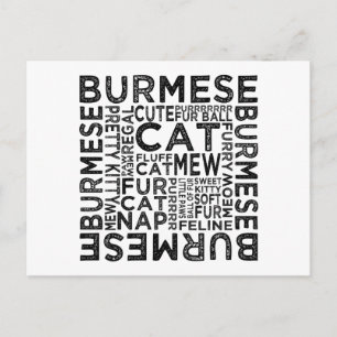 Carte Postale Typographie de chats birmans