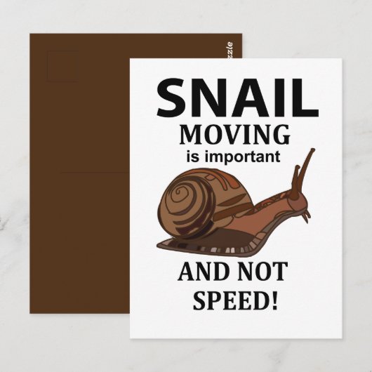 Carte Postale Typographie de citation d'animal d'escargot (Devant / Derrière)
