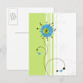 Carte Postale Typographie de fleur verte simple moderne (Devant / Derrière)