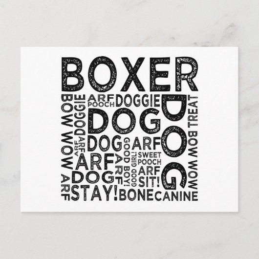 Carte Postale Typographie de la boîte (Devant)