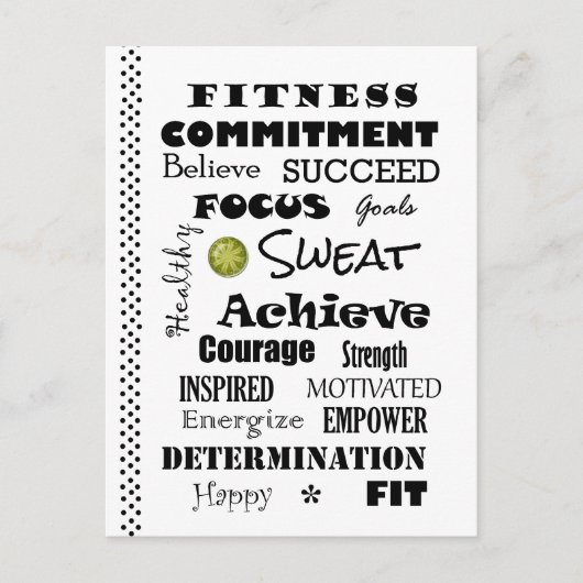 Carte Postale Typographie de la condition physique motivationnel (Devant)