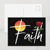 Carte Postale Typographie de la foi avec des roses (Devant / Derrière)