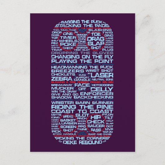 Carte Postale Typographie de patinoire de hockey (Devant)