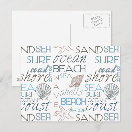 Carte Postale Typographie de plage (Devant / Derrière)