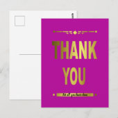 Carte Postale Typographie de remerciement élégante en or (Devant / Derrière)