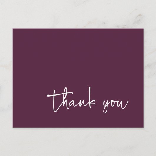 Carte Postale Typographie de script décontracté Merci de prune (Devant)