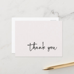 Carte Postale Typographie de script décontracté Merci écru