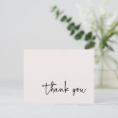 Carte Postale Typographie de script décontracté Merci écru (Debout devant)