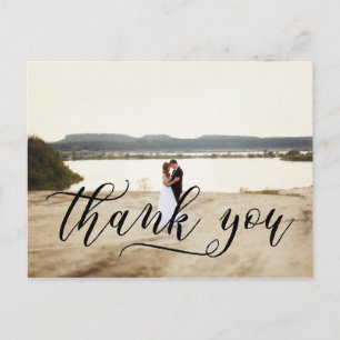 Carte Postale Typographie de script élégante   MERCI MARIAGE