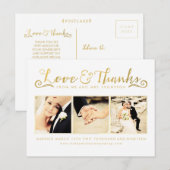 Carte Postale Typographie de script Merci or blanc (Devant / Derrière)
