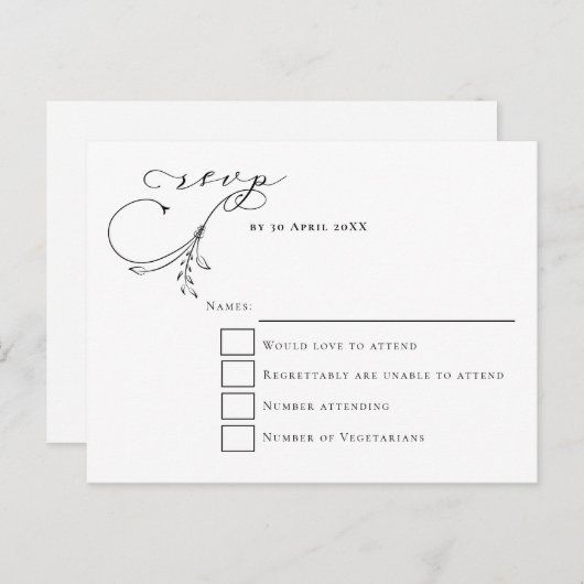 Carte Postale Typographie de script noir feuilleté minimal Maria (Devant / Derrière)