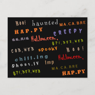 Carte Postale Typographie de vacances amusante et colorée Hallow