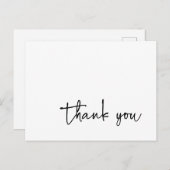 Carte Postale Typographie décontracté Script Merci noir et blanc (Devant / Derrière)